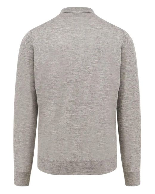 Brunello Cucinelli Gray Long-Sleeve Button Polo Shirt for men
