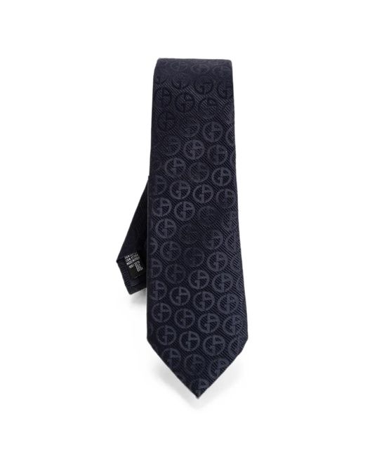 Giorgio Armani Blue Logo-Jacquard Silk Tie for men
