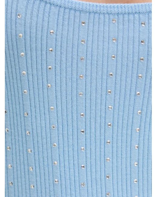 From Future Blue Embellished Ribbed Dress