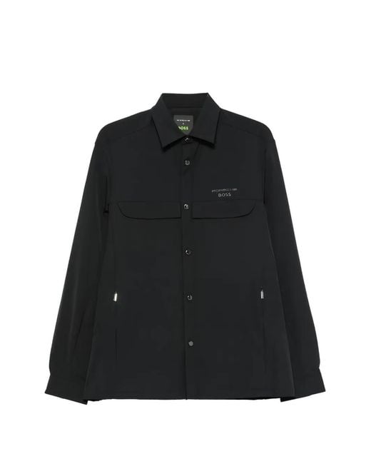 Boss Black X Porsche Logo-Emed Flap-Pocket Shirt for men