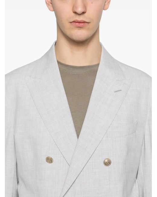 Eleventy White Double-Breasted Suit for men
