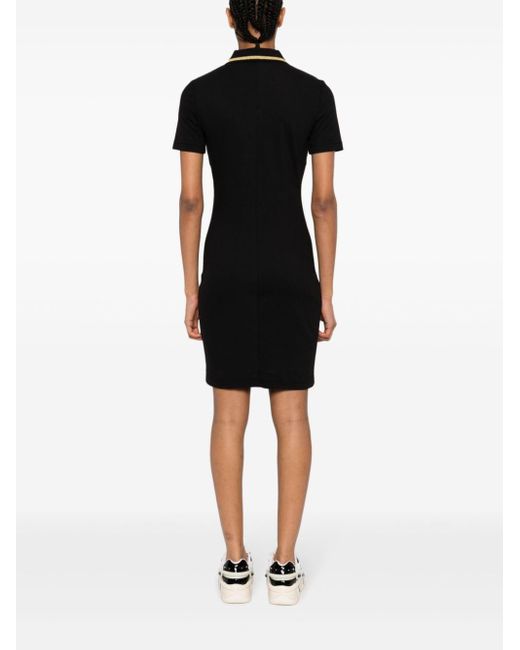 Versace Black Short Sleeves Polo Neck Mini Dress