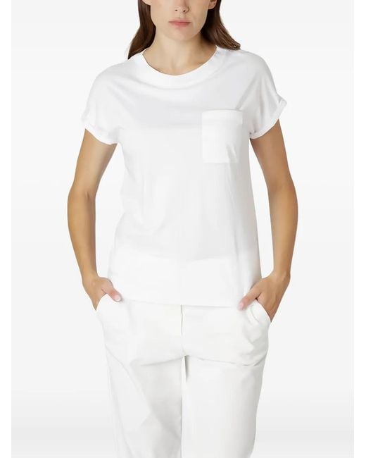Eleventy White Patch-Pocket Rolled-Cuff T-Shirt
