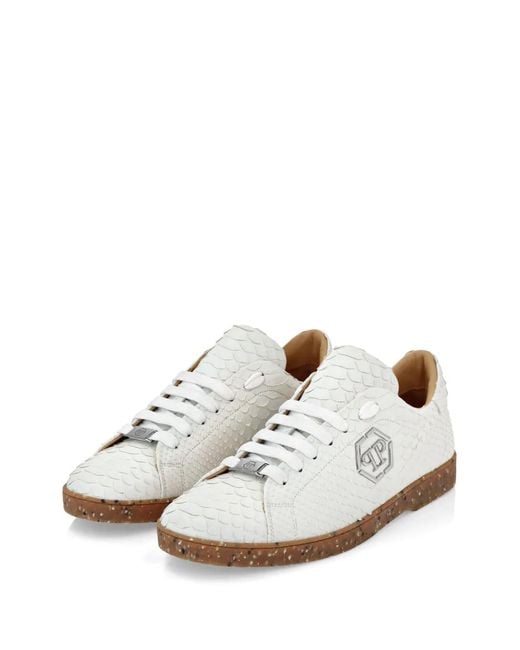 Philipp Plein White Python Leather Sneakers for men