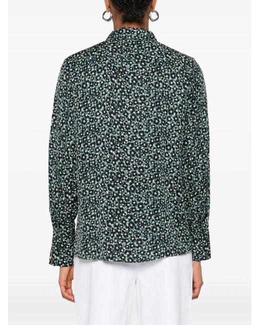 Marc O' Polo Green Floral-Print Button-Down Shirt