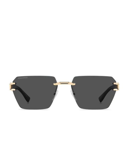 DSquared² Gray Logo-Plaque Geometric Sunglasses for men