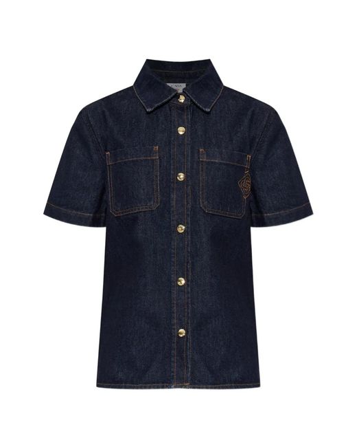 Casablanca Blue Short-Sleeve Denim Shirt