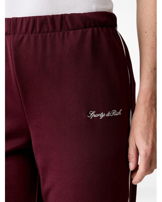 Sporty & Rich Logo-Embroidered Side-Stripe Track Pants