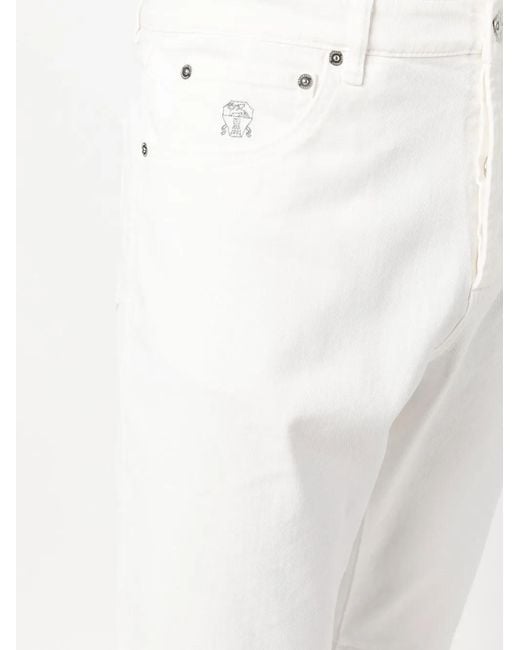 Vaqueros Rectos Con Logo Brunello Cucinelli de hombre de color White