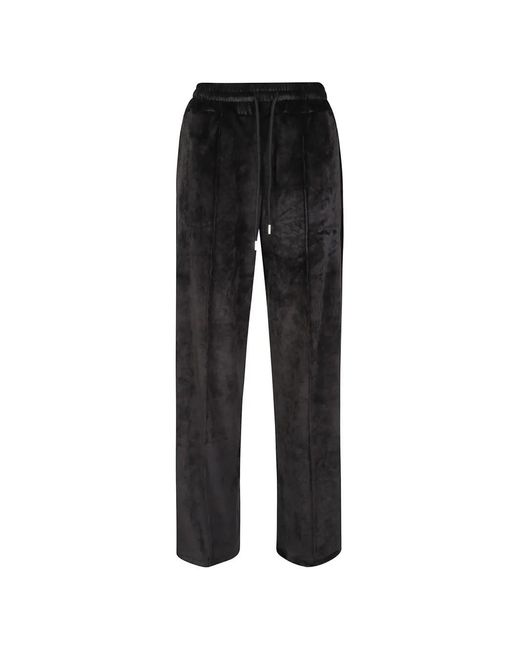 hinnominate Black Velvet-Effect Drawstring Trousers