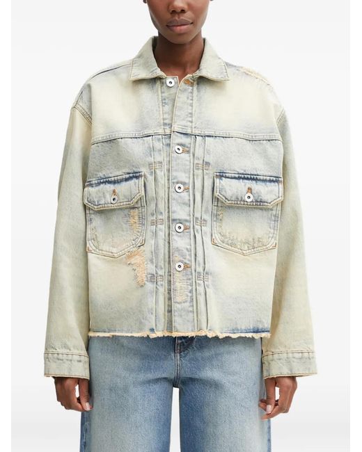 KENZO Blue Distressed-Frayed Denim Jacket