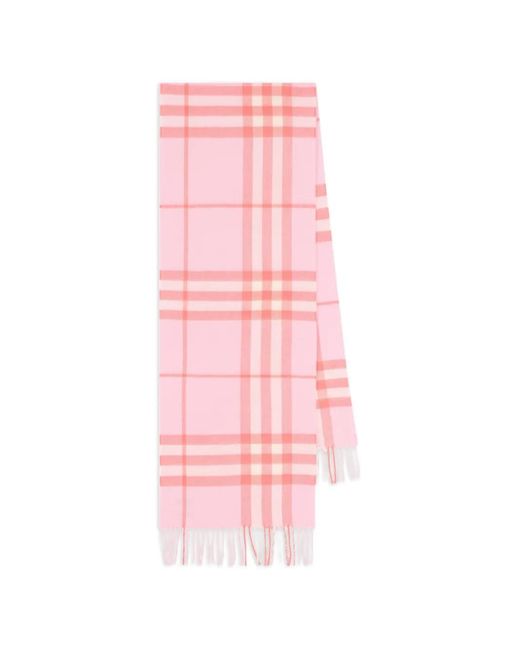 Sciarpa Check Con Frange di Burberry in Pink