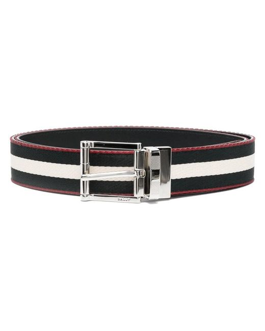 Bally Black Striped Buckle-Fastening Belt for men