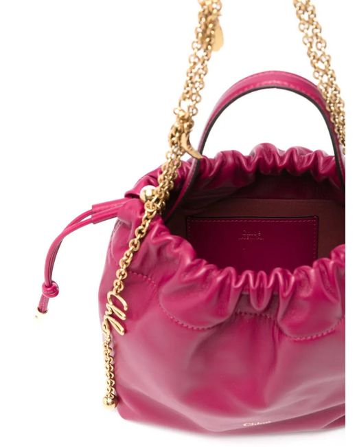 Borsa A Spalla Mini Con Logo di Chloé in Pink
