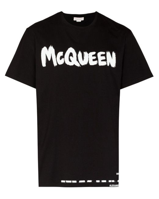 メンズ Alexander McQueen ロゴ Tシャツ Black