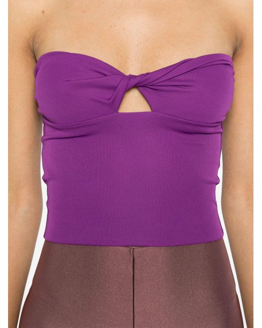 ANDAMANE Purple Lucille Strapless Cropped Top