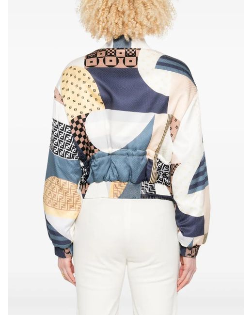Fendi Blue Reversible Cropped Bomber Jacket