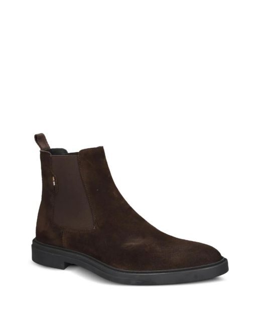 Boss Brown Calev Elastic-Panel Suede Boots for men