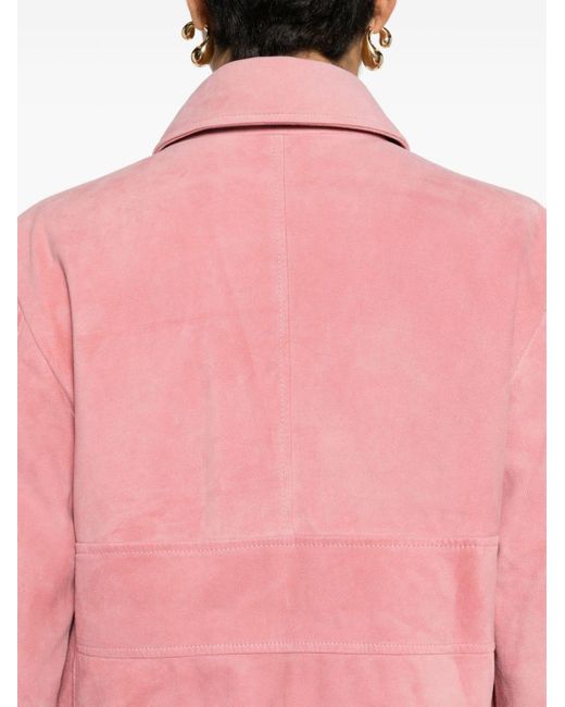 Manuel Ritz Pink Zip-up Suede Shirt Jacket