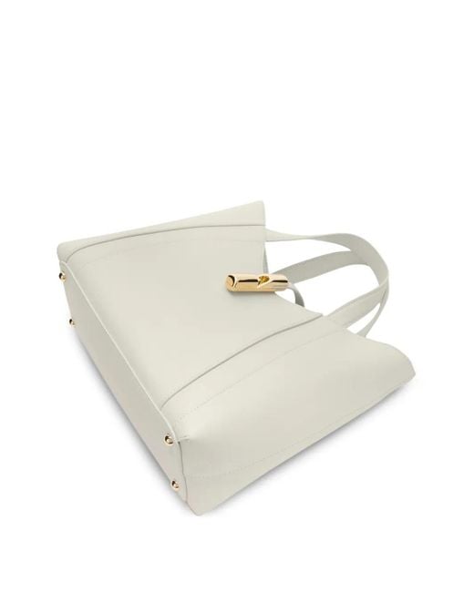 Furla White Petit Sac Cabas Goccia En Cuir Grainé