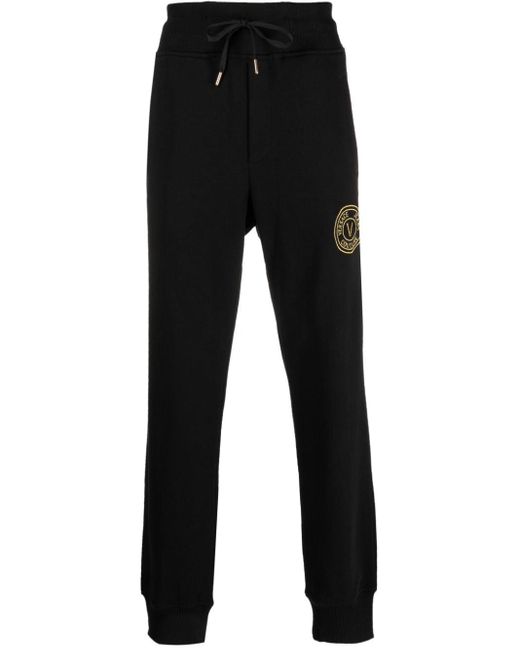 Versace Black Logo-embroidered Cotton Track Pants for men