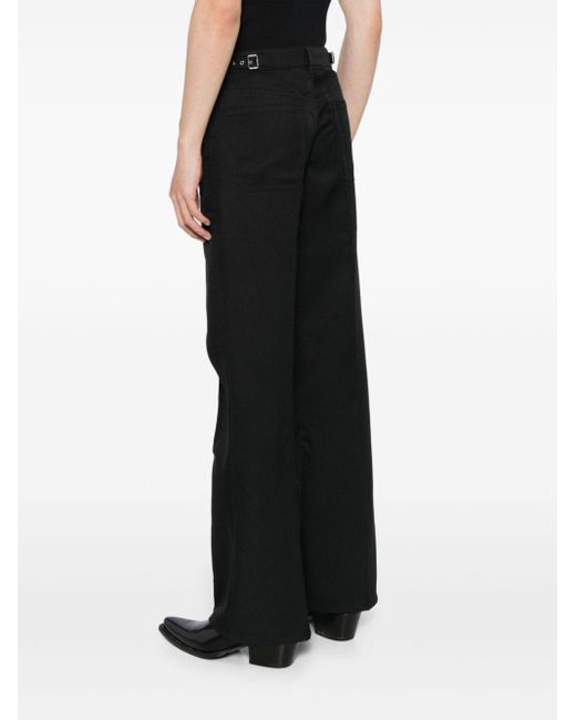 Courreges Black Wide-Leg Twill Trousers for men