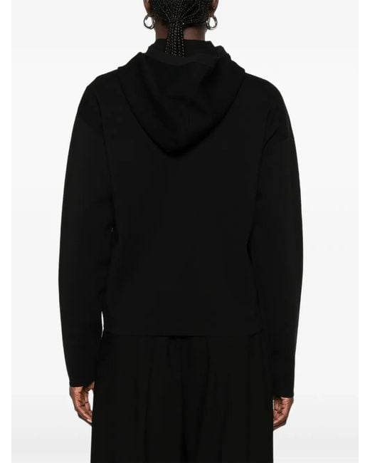Max Mara Black Leather-Pocket Hoodie