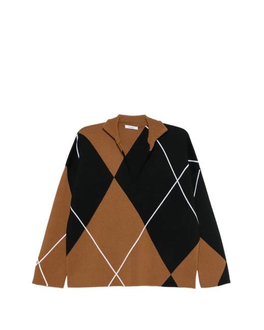 Max Mara Black Sala Argyle-Pattern Sweater