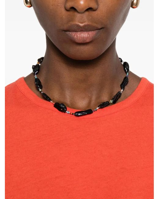 6397 ラウンドネック ノースリーブ トップ Red