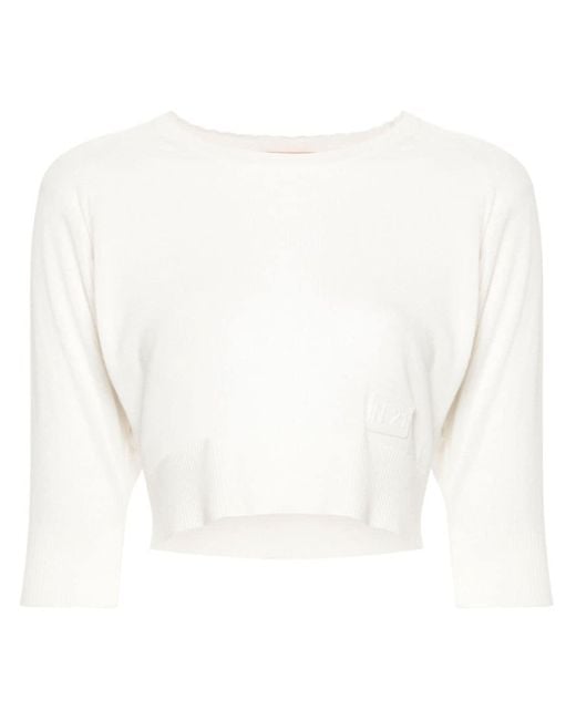 N°21 White Cropped-Pullover aus Schurwolle