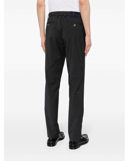 Pantalones rectos de talle medio Kiton de hombre de color Black