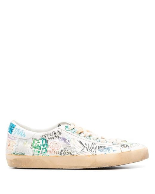 Golden Goose Deluxe Brand White Super-Star Graffiti Low-Top Sneakers for men