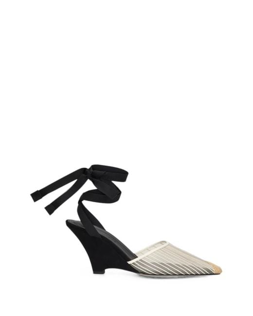 Jacquemus White Pointed-Toe Ribbon-Detail Sandals
