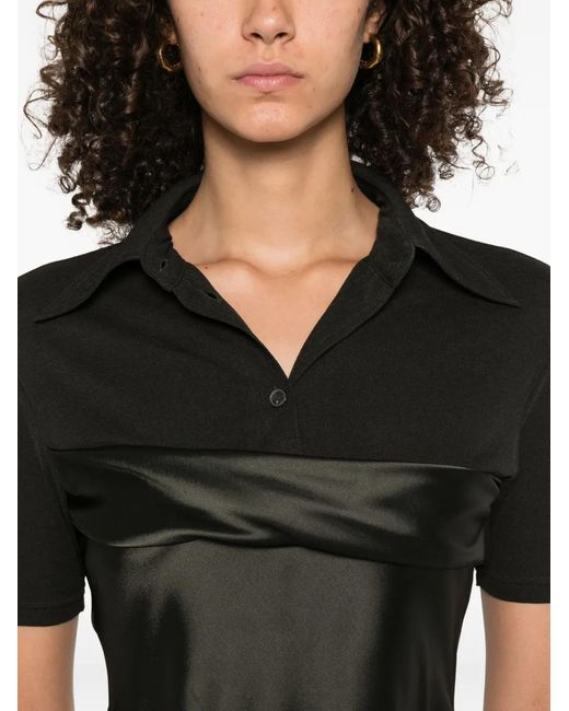 Nanushka Black Satin-Paneled Mini Dress