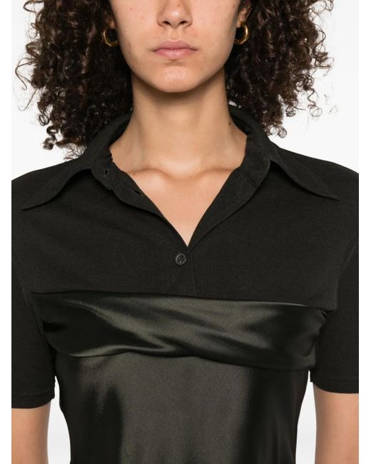 Nanushka Black Satin-Paneled Mini Dress
