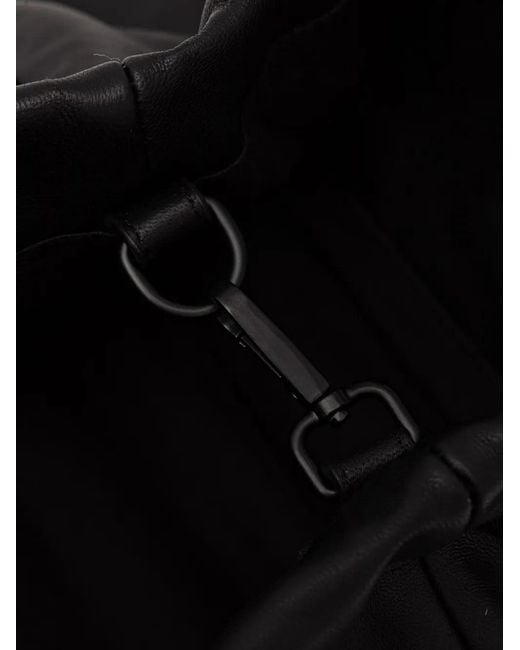 Munthe Black Lix Logo-Patch Ruched Tote Bag
