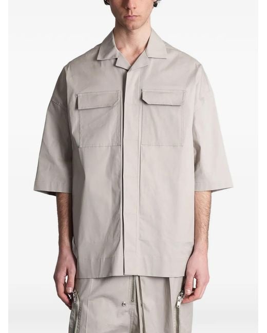 Rick Owens Gray Magnum Tommy Chest-Pockets Cotton Shirt for men