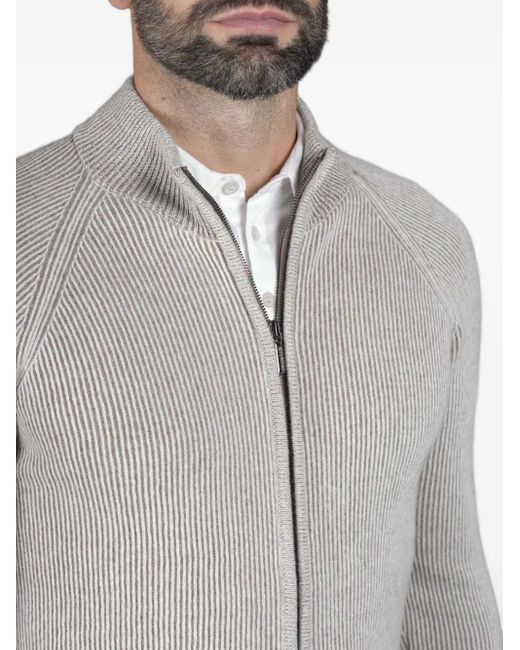 Moorer Dean-Wsv Geribbeld Vest Met Rits in het Gray voor heren