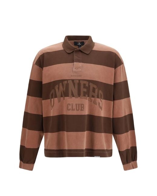 Represent Brown Owners Club Striped Polo Shirt for men