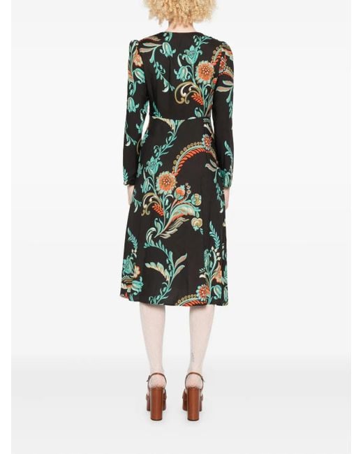 Etro フローラル ロングスリーブ ドレス Green