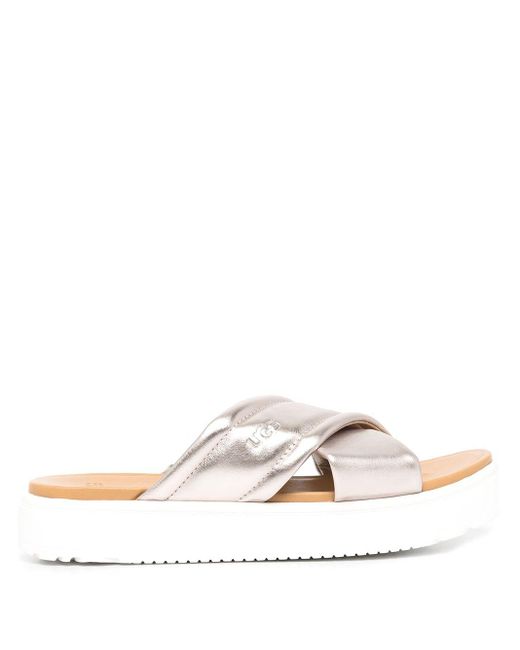 UGGÂ® Zayne Metallic Leather Platform Sandals | Dillard's