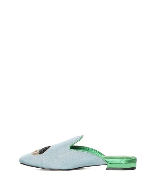 Kurt Geiger Green Embroidered Mules