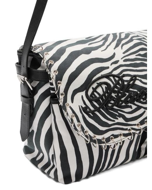 Blumarine White Zebra-Print Shoulder Bag
