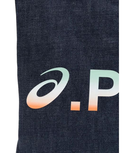 A.P.C. Blue Logo-Print Tote Bag for men