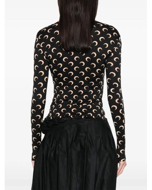 MARINE SERRE Black Moon-Print Top