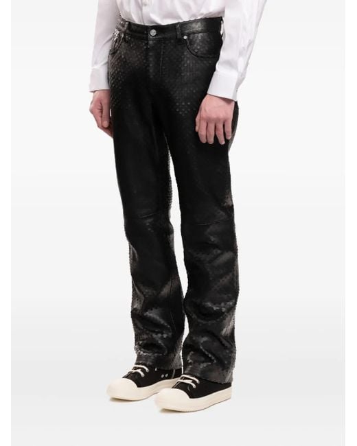 Helmut Lang Black Leather Worker Pants for men