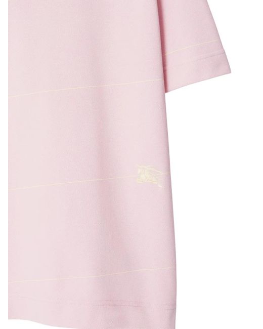 Burberry Pink Equestrian Knight Striped Polo Shirt for men