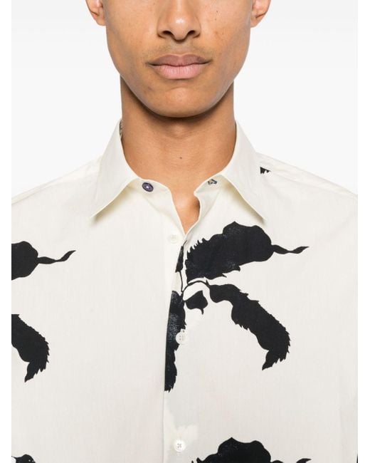Paul Smith White Floral-print Cotton Shirt for men