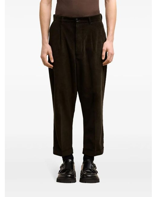 AMI Black Carrot Cotton Cropped Trousers for men