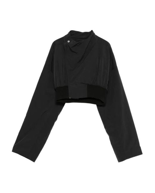 Rick Owens Black Double-Breasted Cropped Jacket